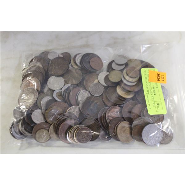 2.5 POUNDS OF VARIOUS ESTATE WORLD COINS IN BAG