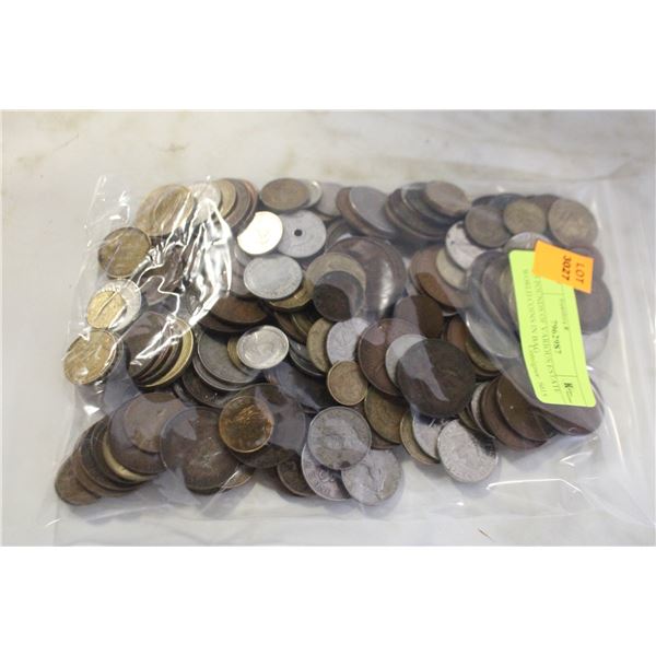 2.5 POUNDS OF VARIOUS ESTATE WORLD COINS IN BAG