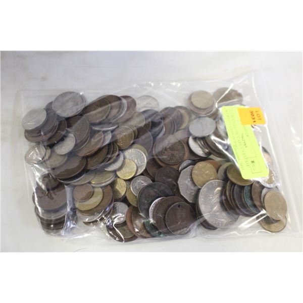 2.5 POUNDS OF VARIOUS ESTATE WORLD COINS IN BAG