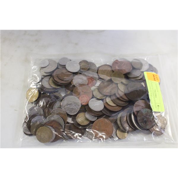 2.5 POUNDS OF VARIOUS ESTATE WORLD COINS IN BAG