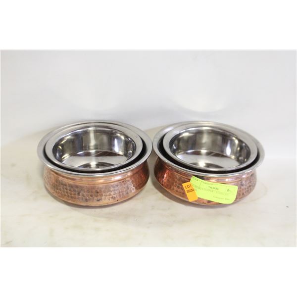 (4) BOWLS COPPER + STAINLESS STEEL