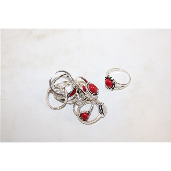 15)  LOT OF 12 ASSORTED FASHION RINGS,