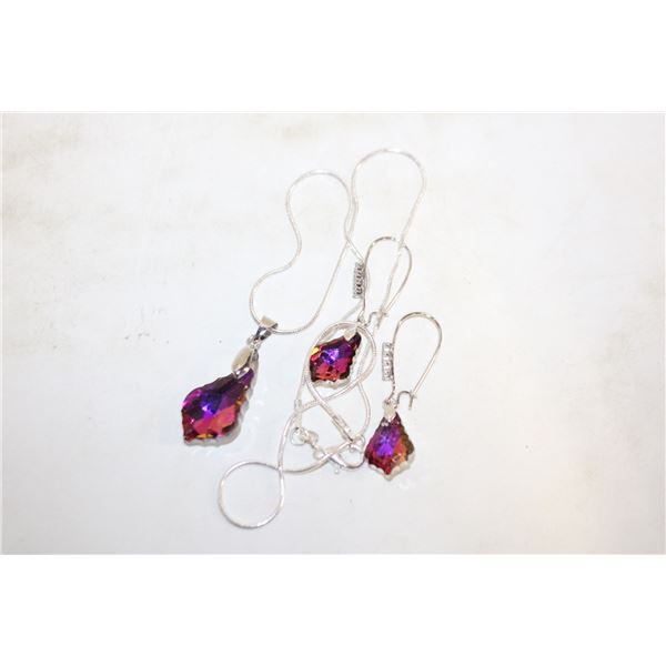 8)  SET OF BAROQUE CUT IRRIDESCENT