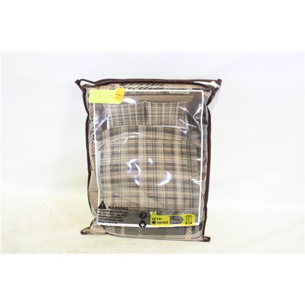 *NEW* KING 3 PC SET BROWN TARTAN DUVET COVER