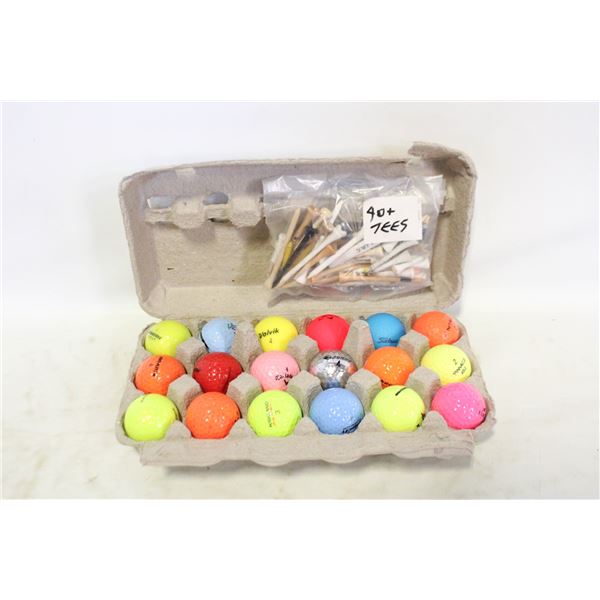 18 COLOR GOLF BALLS + TEES