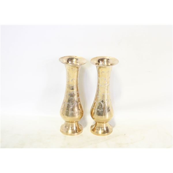 2 BRASS VASES