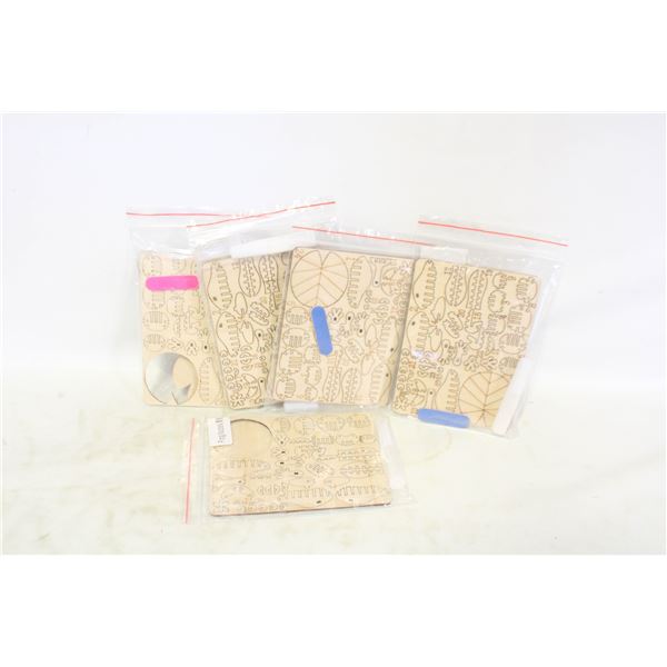 (5) NEW WOODEN FROG BUILDER KITS