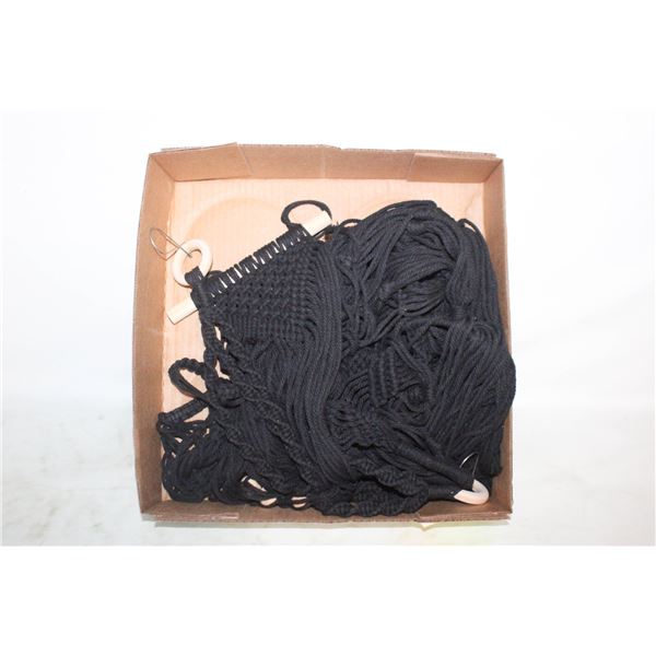 LOT OF (7) BLACK MACRAME PLANT HOLDERS