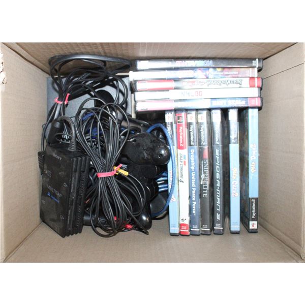 PLAYSTATION 2 W/ 3 CONTROLLERS & 12 GAMES