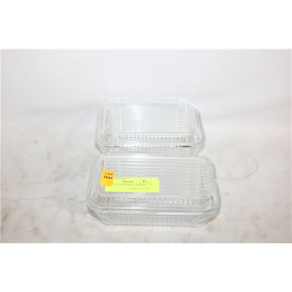 2 CLEAR GLASS FRIDGE DISHES