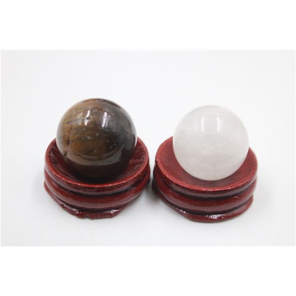 #205- NATURAL TIGER EYE & CLEAR QUARTZ SPHERE