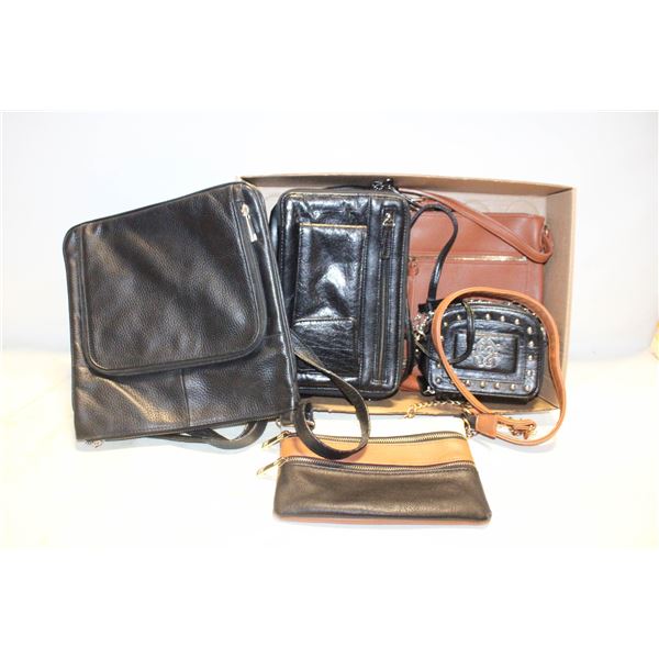 5 BLACK & RUST PURSES - BLACK LEATHER