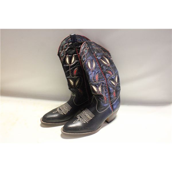 WOMENS 9-10 BLACK WESTERN COWBOY BOOTS