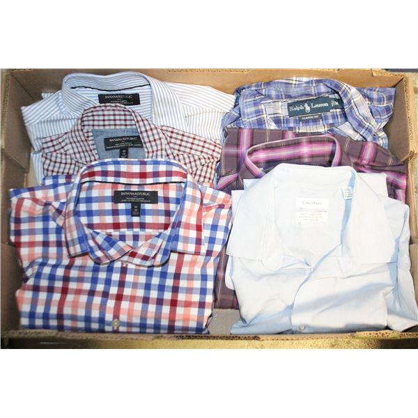 FLAT WITH 6 MEN'S BRAND NAME DRESS SHIRTS