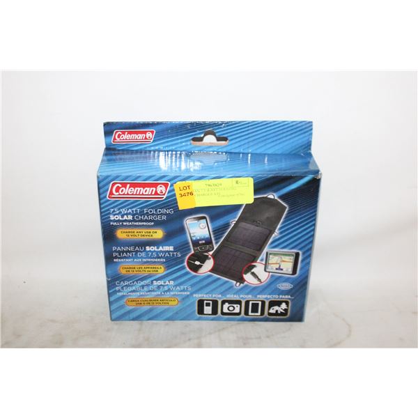 COLEMAN 7.5 WATT FOLDING SOLAR CHARGER KIT