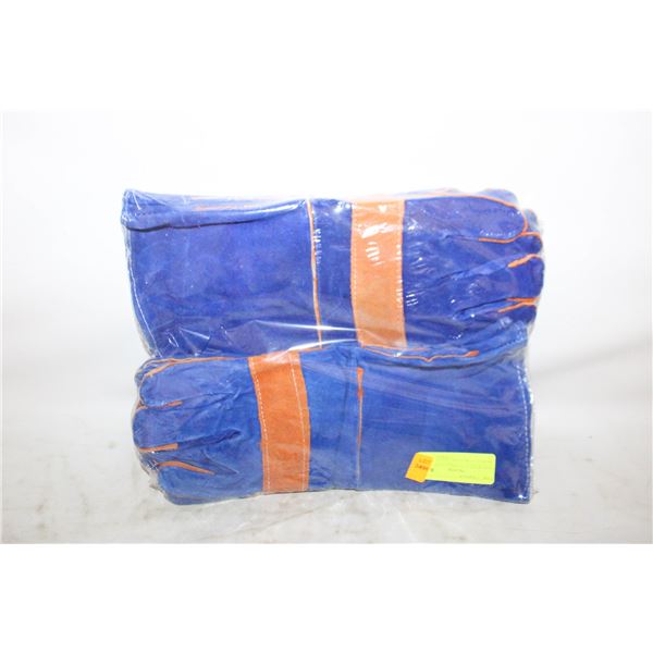 2 PACK BLUE LEATHER HEAT RESISTENT WELDING GLOVE