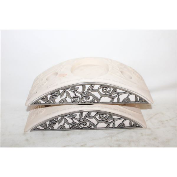 2 PCS DECORATIVE CREAM CERAMIC CANDLE HOLDER