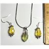 Image 1 : 26) PALE YELLOW SET OF CRYSTAL DROP