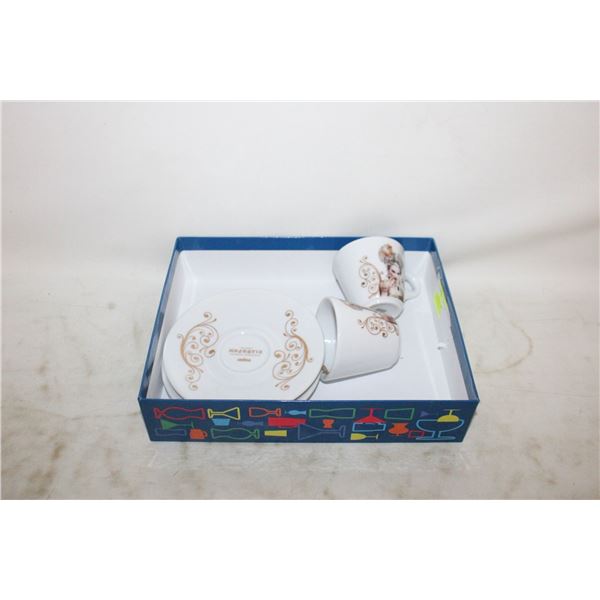 LAVAZZA PORCELAIN ESPRESSO CUPS & SAUCERS SET