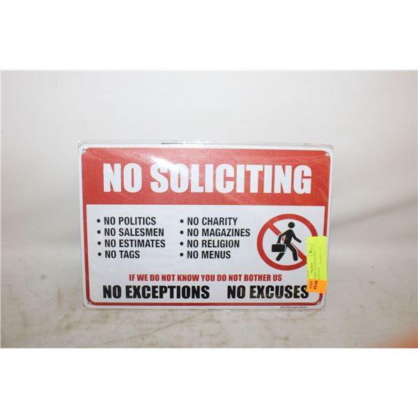 NO SOLICITING NO EXCEPTION METAL SIGN NEW