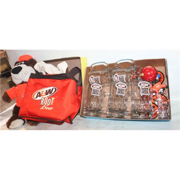 A&W COLLECTIBLES - ROOT BEER MUGS, BAG,