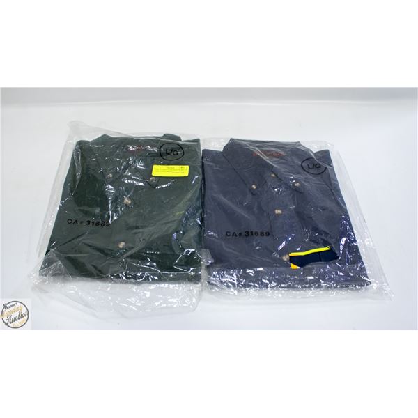 #4407-2 LARGE LONG SLEEVE SHIRTS DARK GREEN+BLUE
