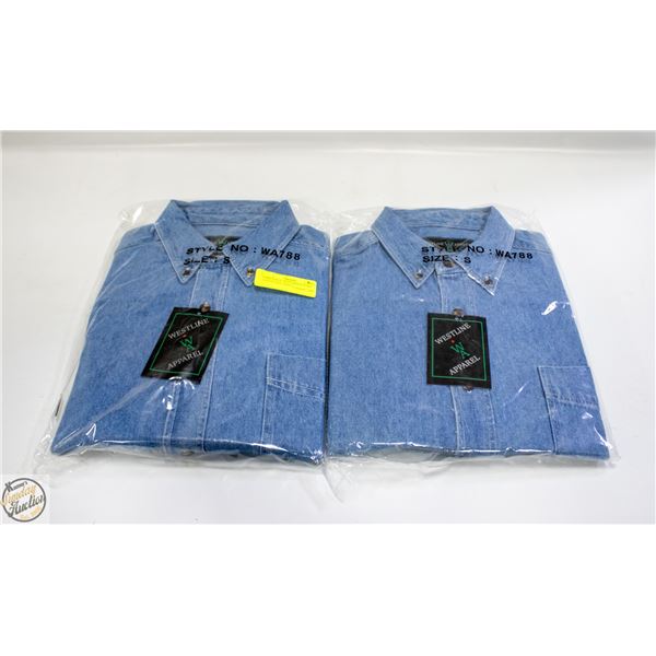 #4406-2 BLUE JEAN SHIRTS LONG SLEEVE SIZE SMALL