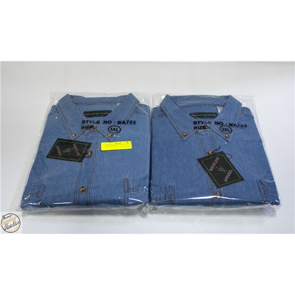 #4409-2 BLUE JEAN SHIRTS LONG SLEEVE SIZE 3 XL