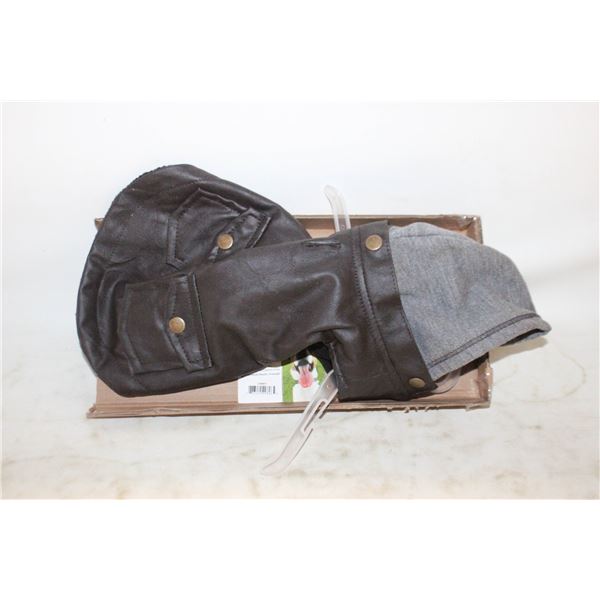 NEW XS FAUX LEATHER PET JACKET WITH GRAY