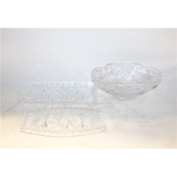 LOT OF VINTAGE LEAD CRYSTAL BOWL AND
