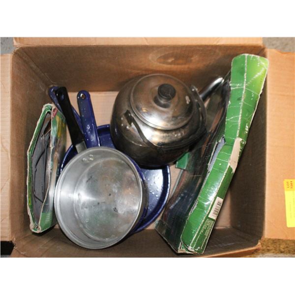 LOT OF MISC CAMPING POTS AND PANS