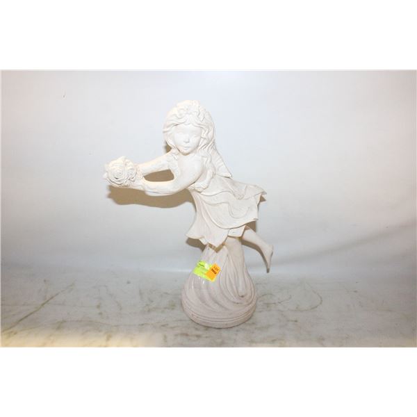 PORCELAIN GIRL GARDEN STATUE 15"H