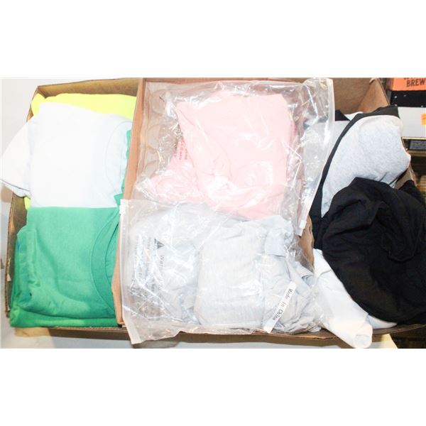BOX OF MIX SIZES, COLOR, ALL COTTON SHIRTS