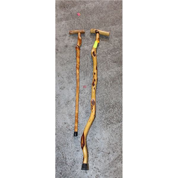 2 WOOD WALKING STICKS DIAMOND WILLOW
