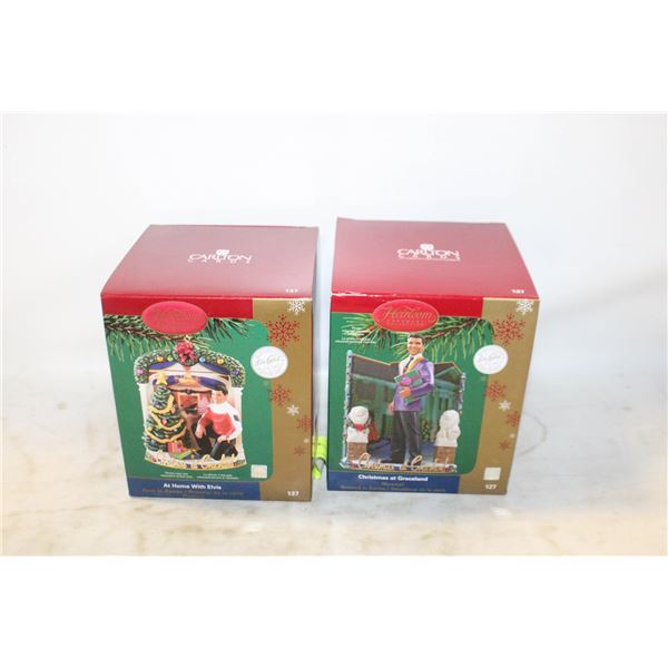 2 ELVIS VINTAGE HEIRLOOM ORNAMENTS FIGURINES IN BO