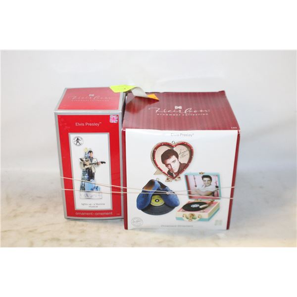 2 ELVIS HEIRLOOM VINTAGE ORNAMENT FIGURINES IN BOX