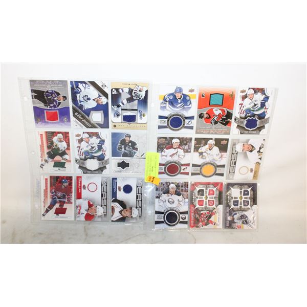 2 SHEETS GAME WORN JERSEY COLLECTOR CARDS-ESTATE