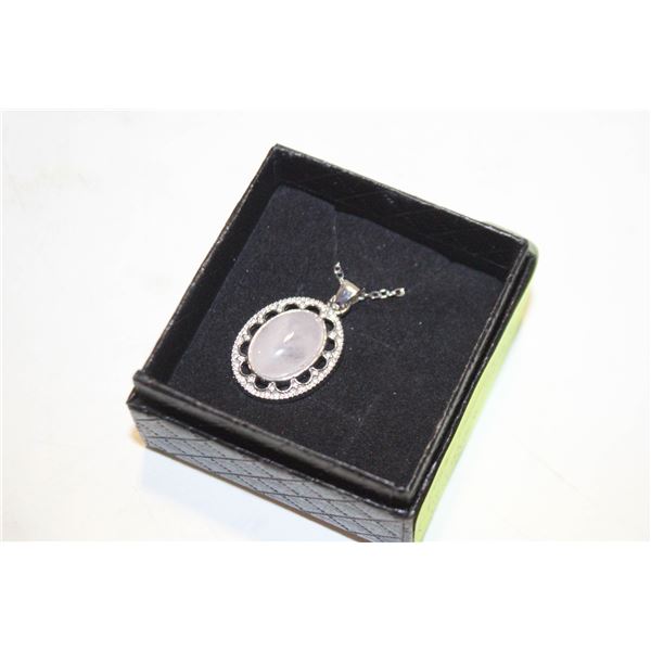 16” CHAIN W OVAL ROSE QUARTZ GEMSTONE