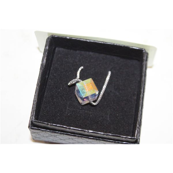 16” IRIDESCENT CRYSTAL CUBE NECKLACE