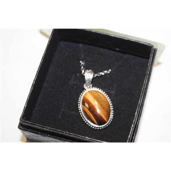 18” CHAIN W OVAL TIGERS EYE GEMSTONE