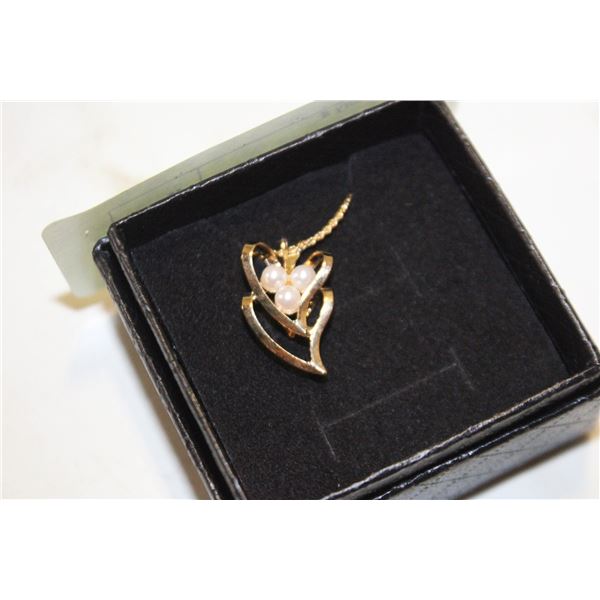 16” GP DOUBLE HEART IM. PEARL NECKLACE