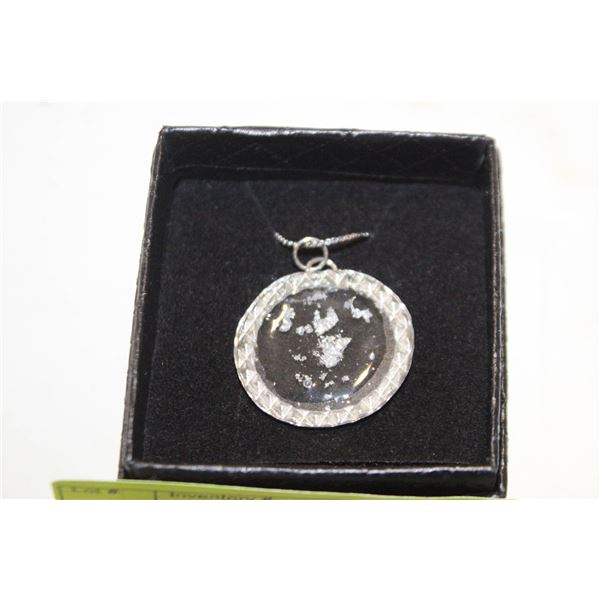 16” ST. ST. SUSPENDED SILVER FLAKE NECKLACE