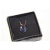 Image 1 : 16” ST. ST. GP BLUE CRYSTAL OVAL NECKLACE