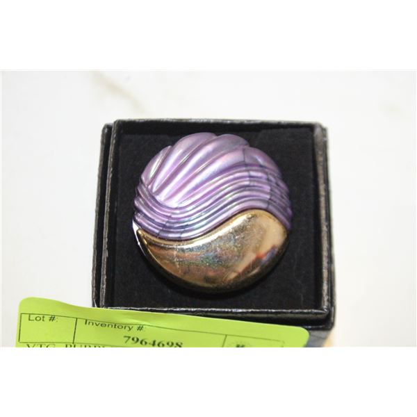 VTG. PURPLE IRIDESCENT & GOLDTONE BR.
