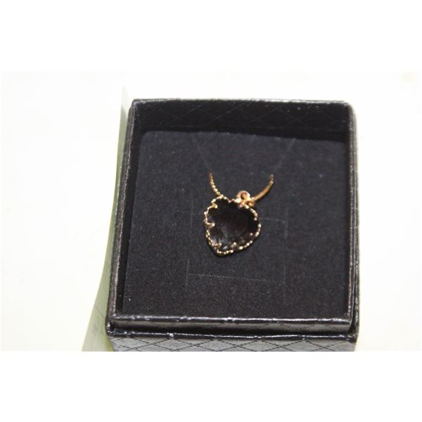 16” ST. ST. GP SMOKEY HEART NECKLACE