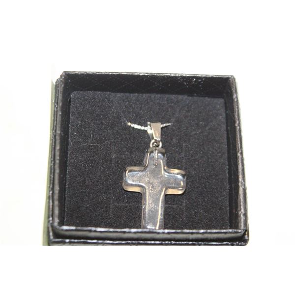 16” ST. ST. CLEAR CRYSTAL CROSS NECKLACE