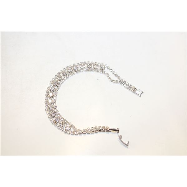 SILVERTONE CRYSTAL RHINESTONE TENNIS
