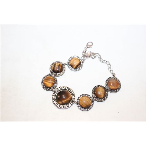 GREEK KEY DESIGN TIGERS EYE BRACELET
