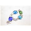 Image 1 : SILVER BLUE & GREEN GLASS BRACELET