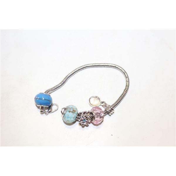PANDORA LIKE BLOWN GLASS BEAD BRACELET